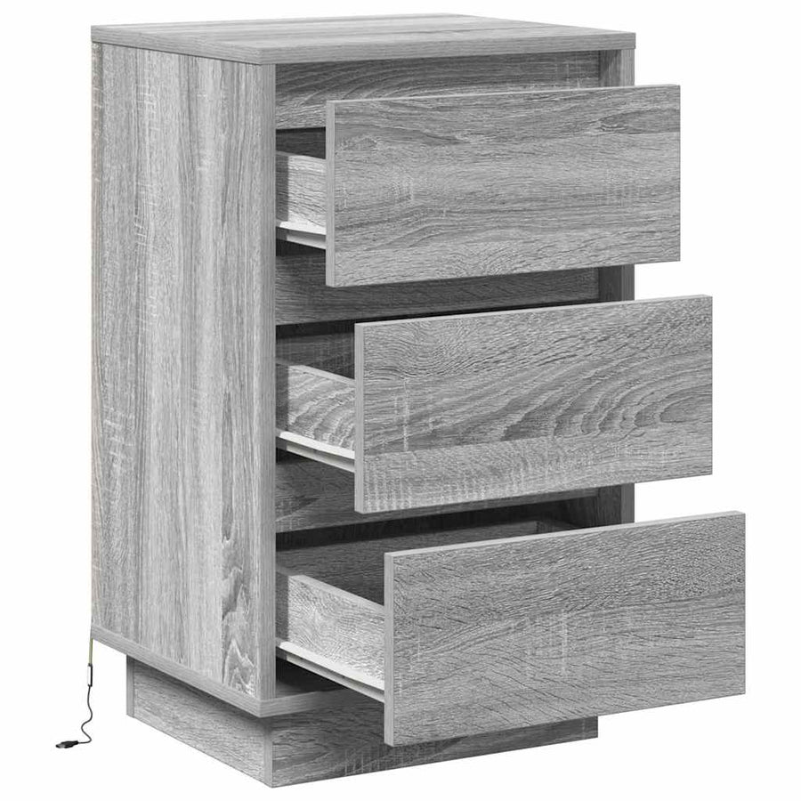 Nachtkastje met lade Grijs 39 x 34,5 x 65 cm Bewerkt hout