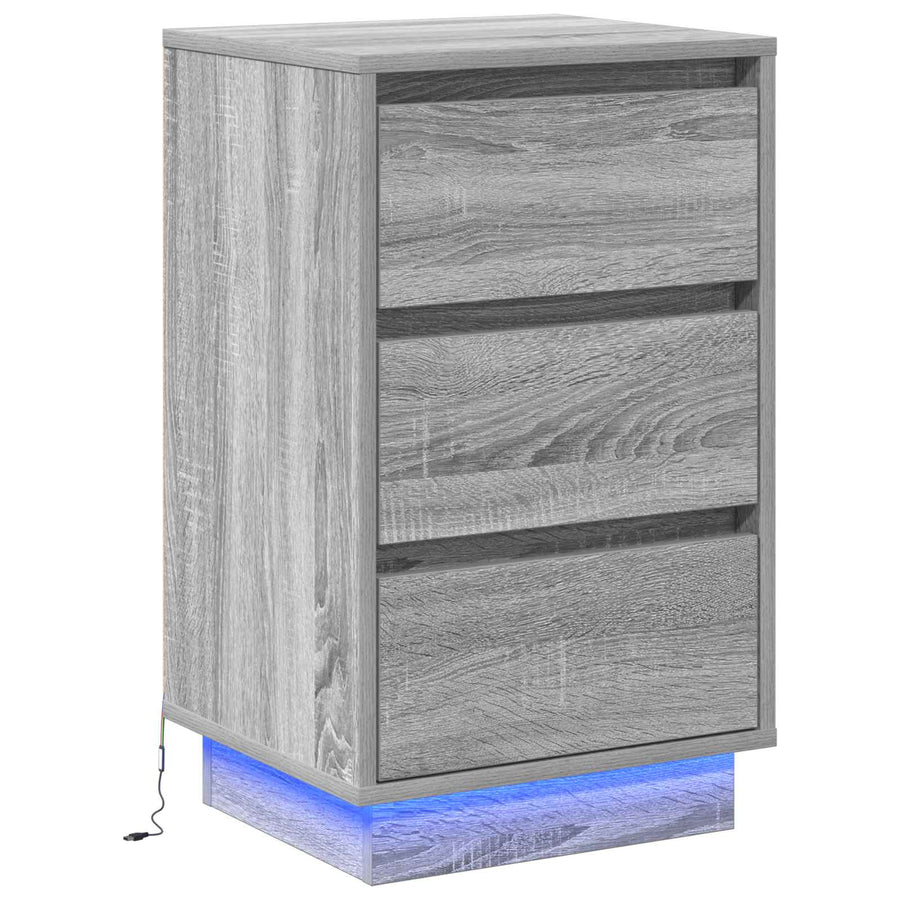 Nachtkastje met lade Grijs 39 x 34,5 x 65 cm Bewerkt hout