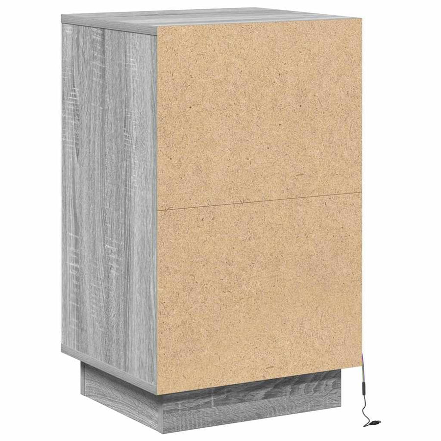 Nachtkastje met lade Grijs 39 x 34,5 x 65 cm Bewerkt hout