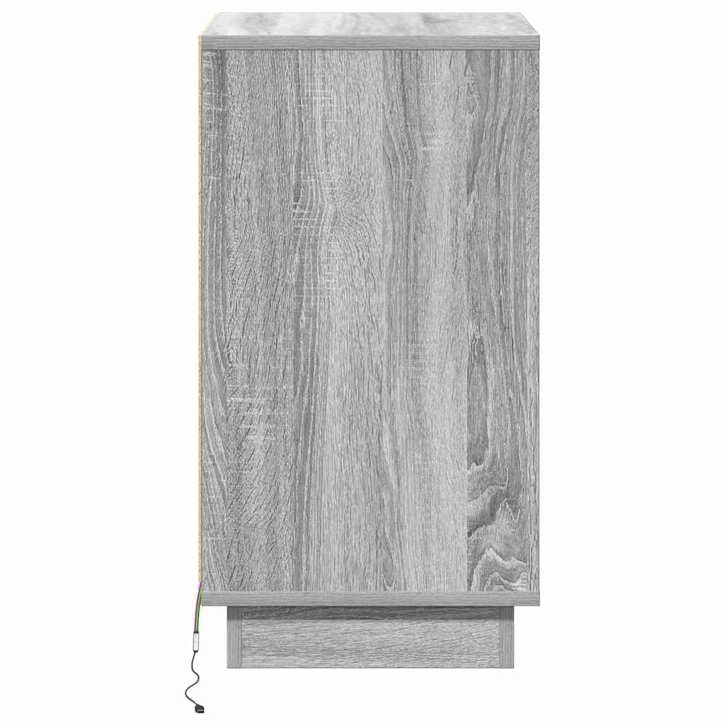 Nachtkastje met lade Grijs 39 x 34,5 x 65 cm Bewerkt hout