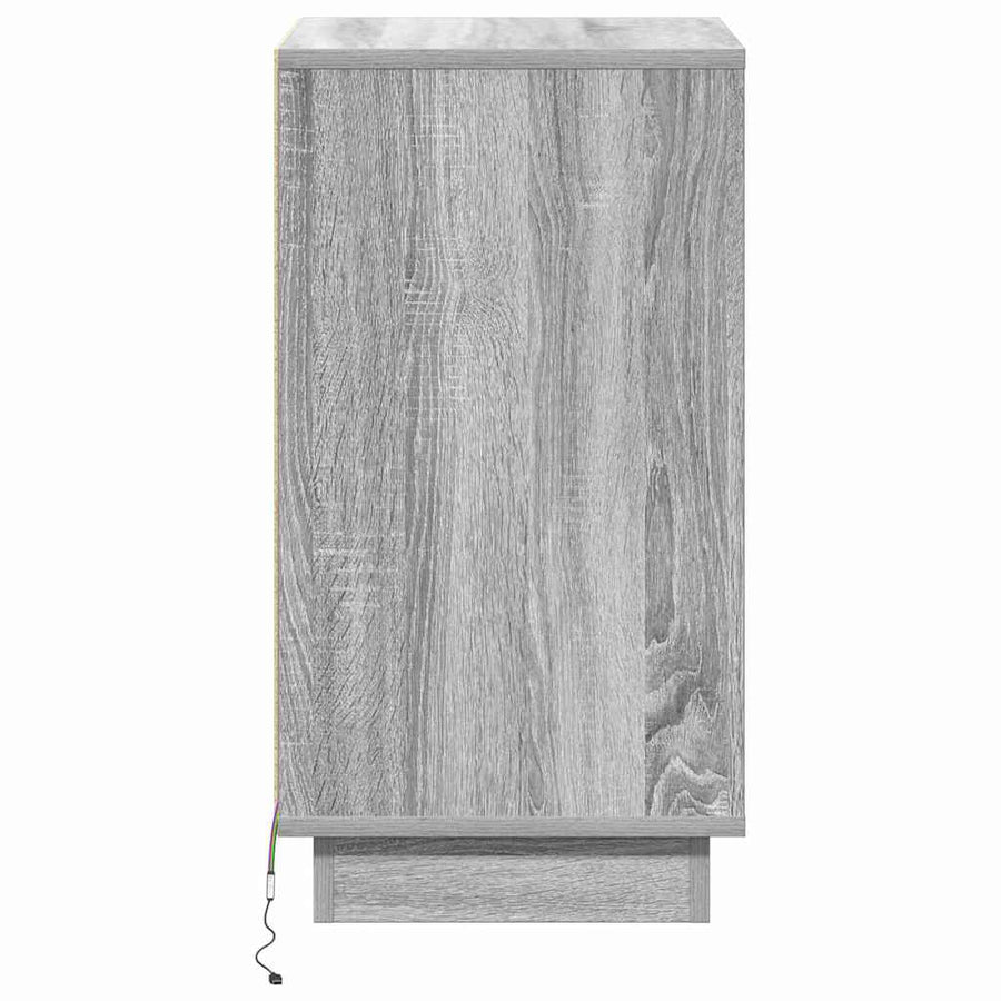 Nachtkastje met lade Grijs 39 x 34,5 x 65 cm Bewerkt hout