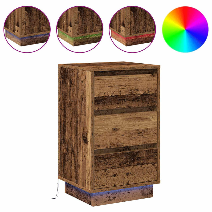 Nachtkastje met lade Oudhout 39 x 34,5 x 65 cm Bewerkt hout