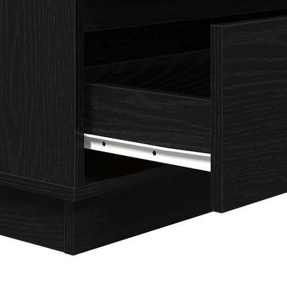 Nachtkastje met lade Zwart Eiken 71 x 34,5 x 75 cm Bewerkt hout