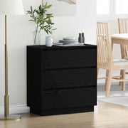 Nachtkastje 71x34,5x75 cm zwart eiken 3 lades