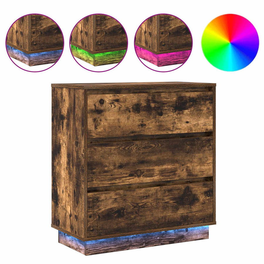 Nachtkastje Gerookt eiken 71 x 34,5 x 75 cm Bewerkt hout