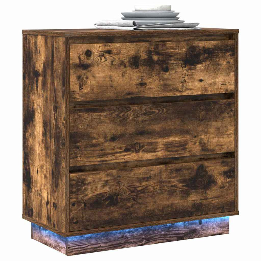 Nachtkastje Gerookt eiken 71 x 34,5 x 75 cm Bewerkt hout