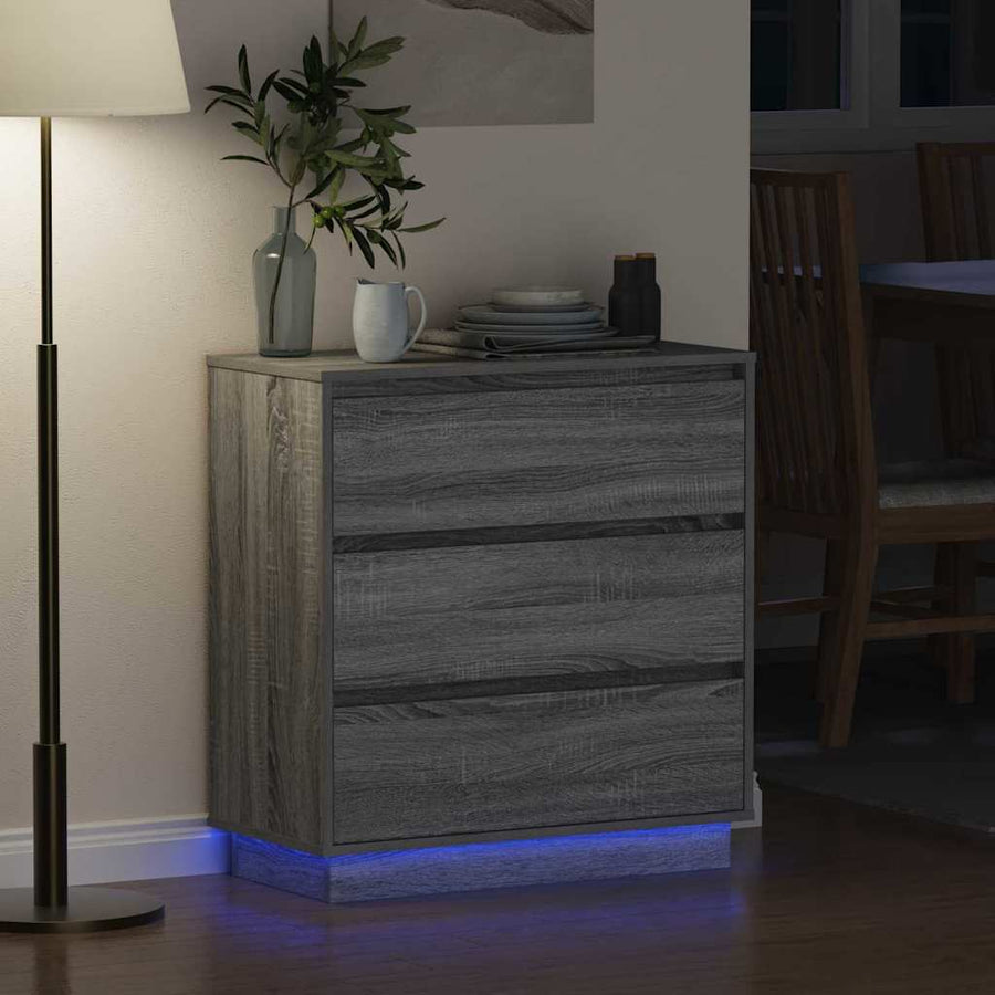 Nachtkastje met lade Grijs 71 x 34,5 x 75 cm Bewerkt hout