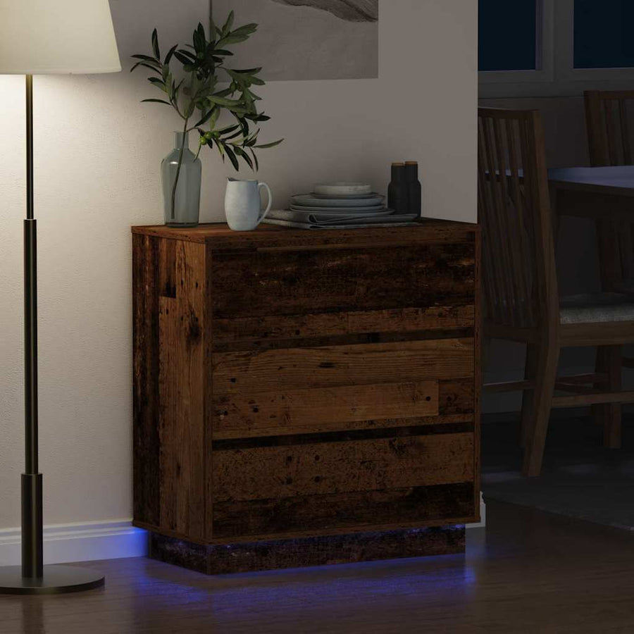 Nachtkastje met lade Oudhout 71 x 34,5 x 75 cm Bewerkt hout