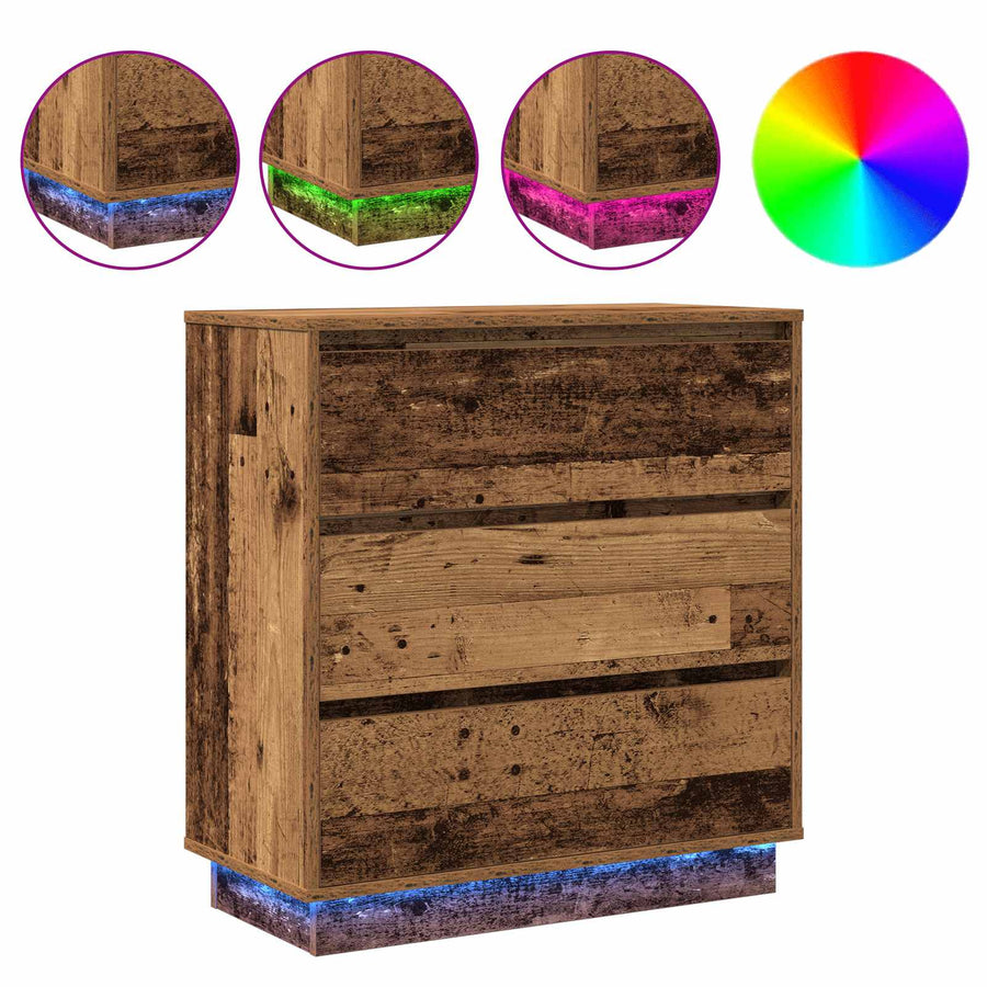Nachtkastje met lade Oudhout 71 x 34,5 x 75 cm Bewerkt hout
