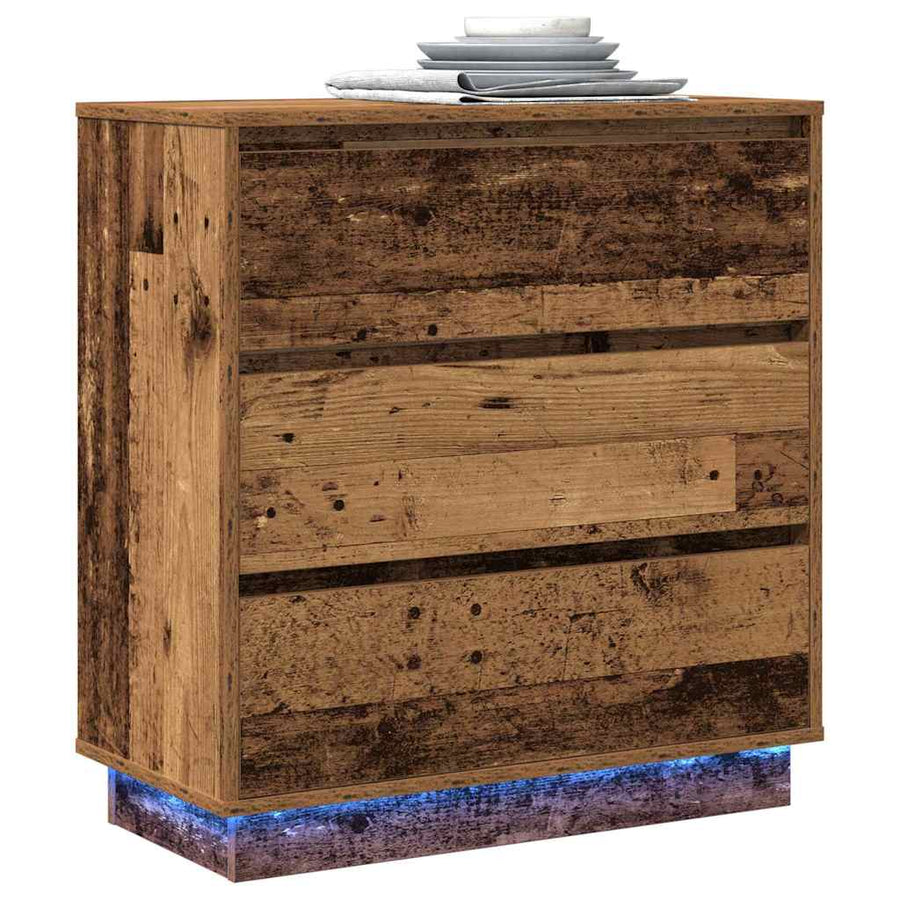 Nachtkastje met lade Oudhout 71 x 34,5 x 75 cm Bewerkt hout