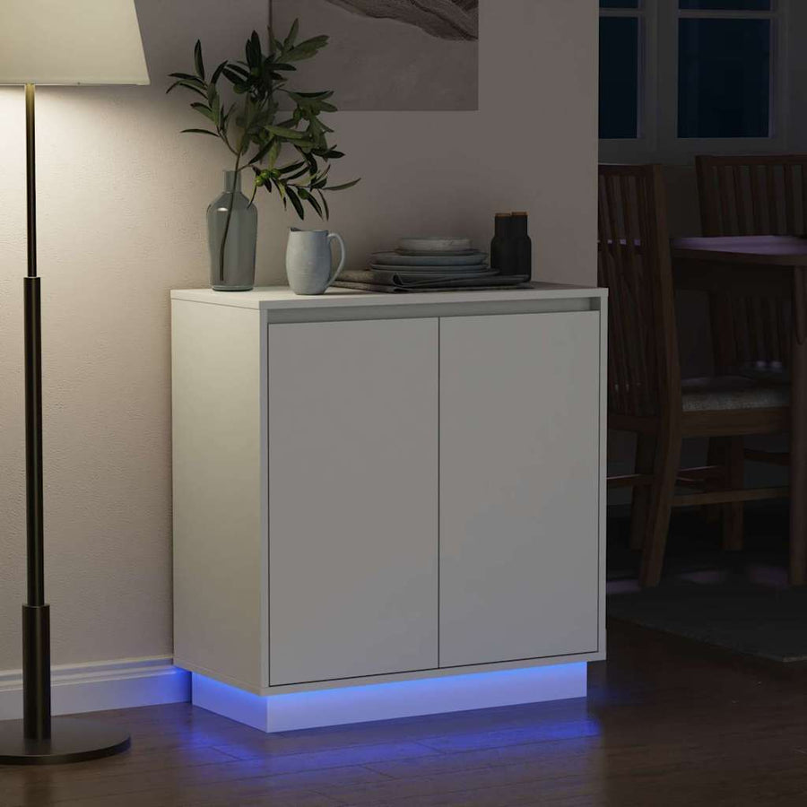 LED Sideboard met plank Wit 71 x 34,5 x 75 cm Bewerkt hout