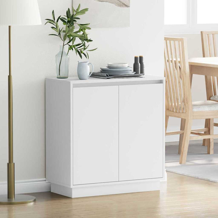 LED Sideboard met plank Wit 71 x 34,5 x 75 cm Bewerkt hout
