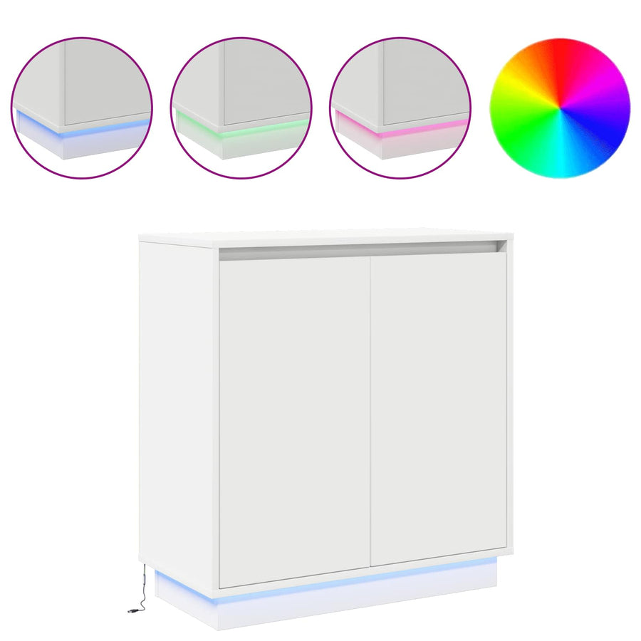 LED Sideboard met plank Wit 71 x 34,5 x 75 cm Bewerkt hout