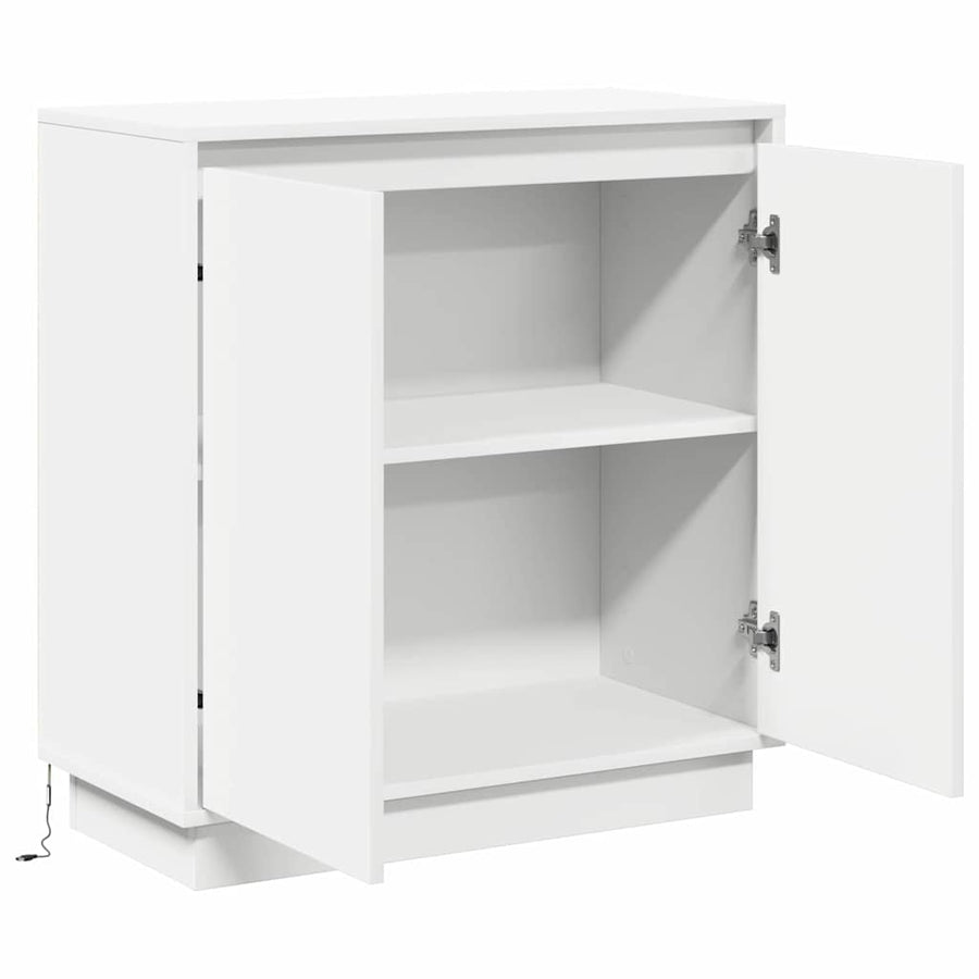 LED Sideboard met plank Wit 71 x 34,5 x 75 cm Bewerkt hout