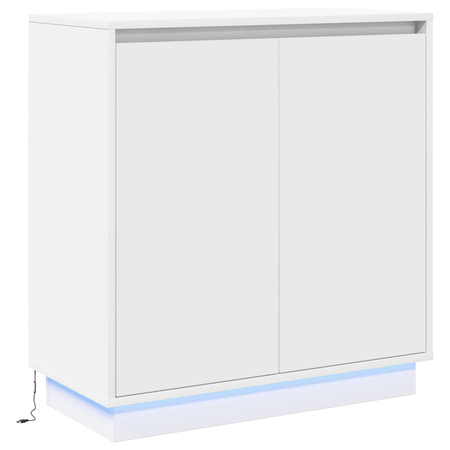 LED Sideboard met plank Wit 71 x 34,5 x 75 cm Bewerkt hout