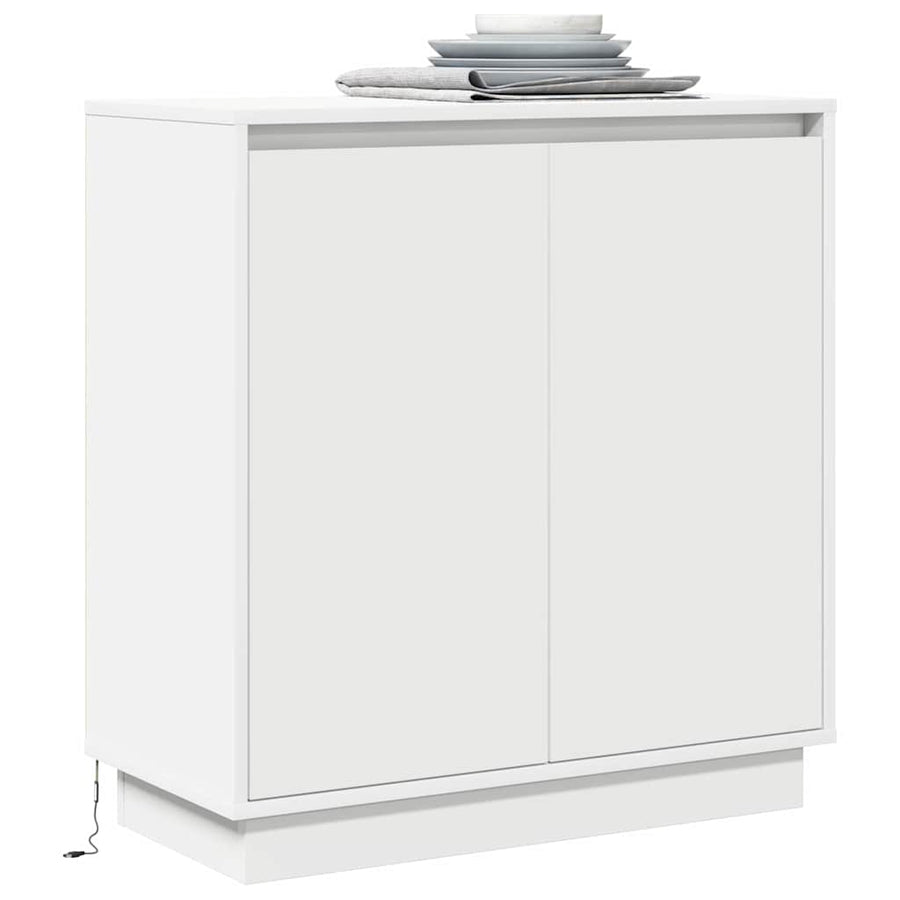 LED Sideboard met plank Wit 71 x 34,5 x 75 cm Bewerkt hout