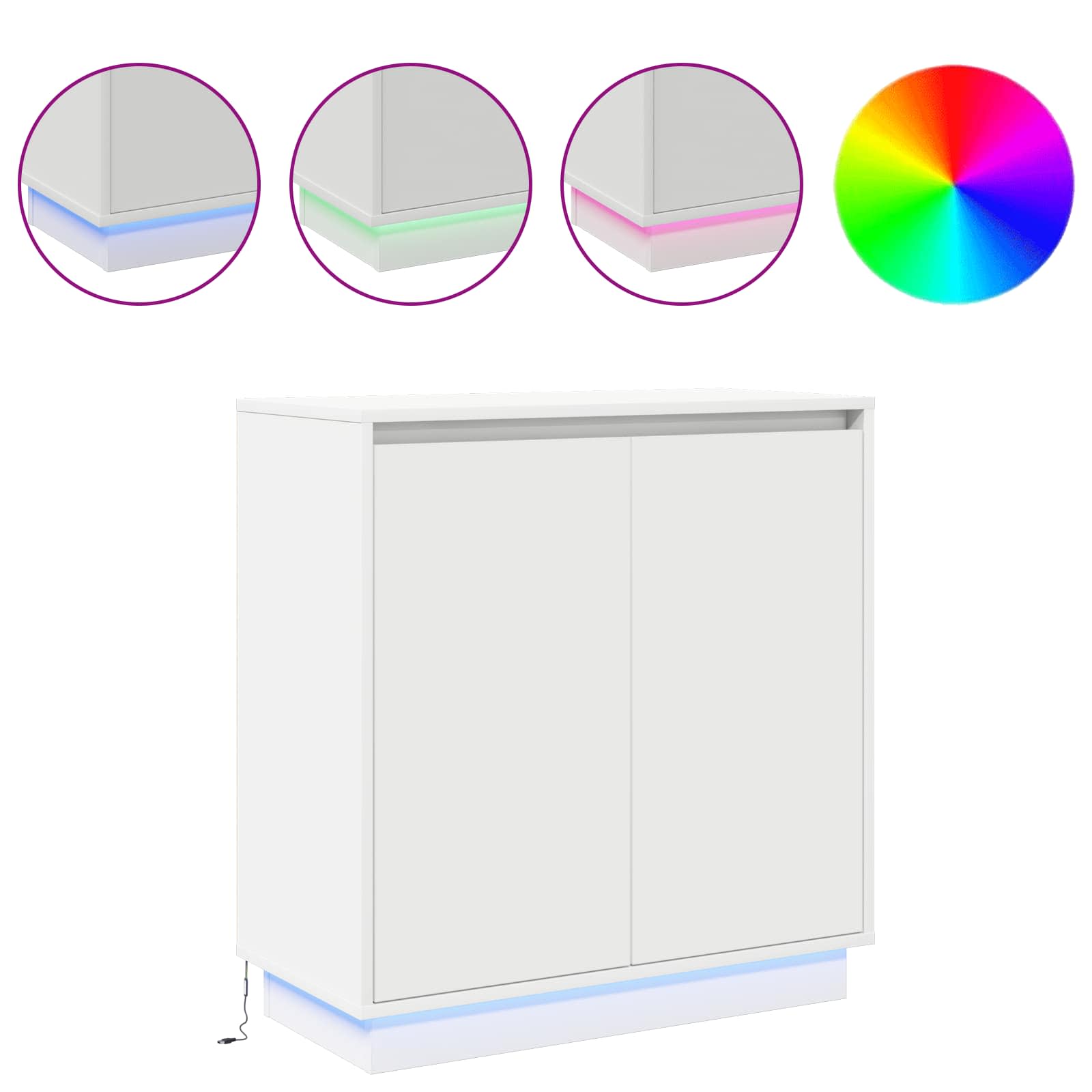 LED Sideboard met plank Wit 71 x 34,5 x 75 cm Bewerkt hout