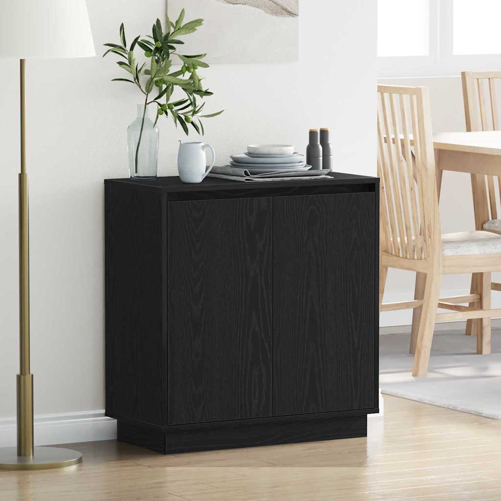 Dressoir met plank Zwart Eiken 71 x 34,5 x 75 cm Bewerkt hout