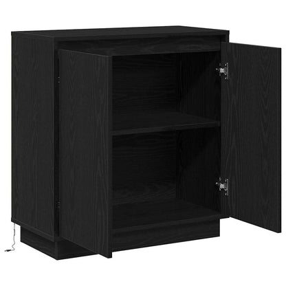 Dressoir met plank Zwart Eiken 71 x 34,5 x 75 cm Bewerkt hout