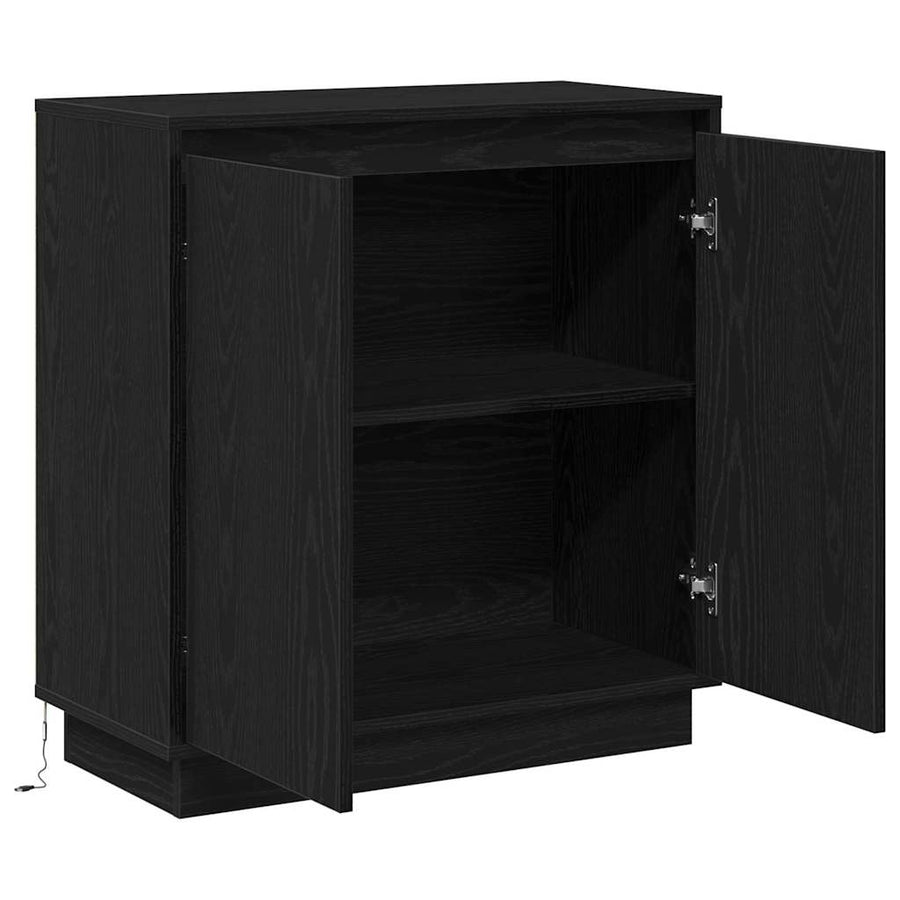 Dressoir met plank Zwart Eiken 71 x 34,5 x 75 cm Bewerkt hout