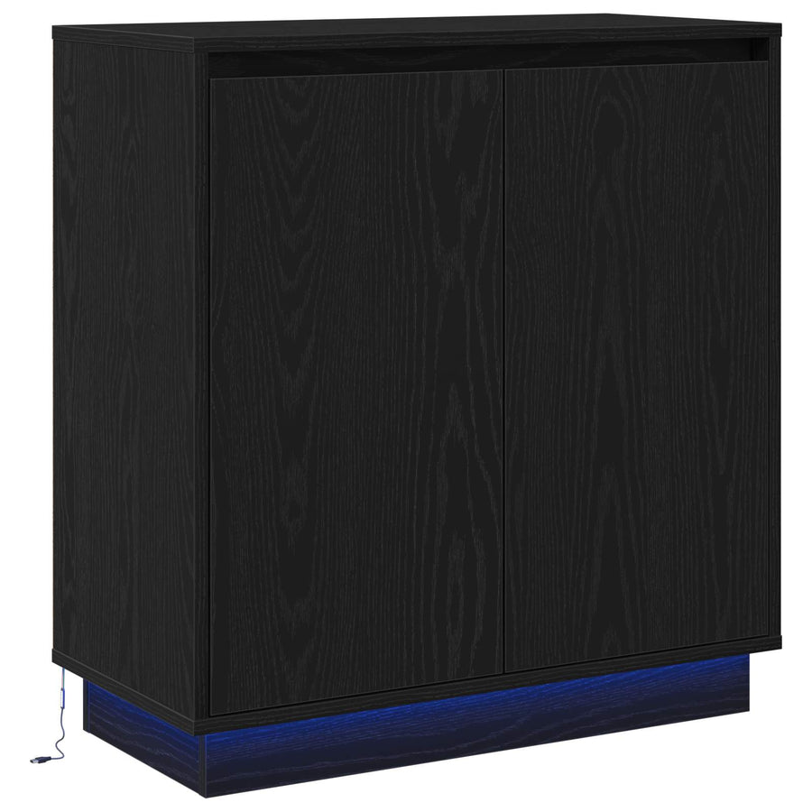 Dressoir met plank Zwart Eiken 71 x 34,5 x 75 cm Bewerkt hout