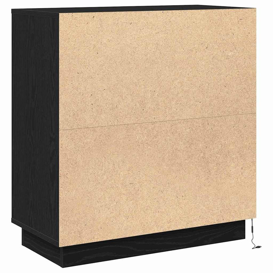 Dressoir met plank Zwart Eiken 71 x 34,5 x 75 cm Bewerkt hout