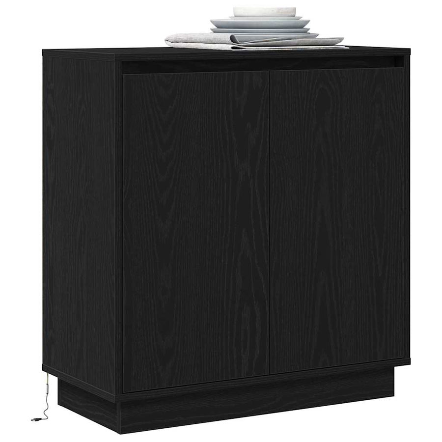 Dressoir met plank Zwart Eiken 71 x 34,5 x 75 cm Bewerkt hout