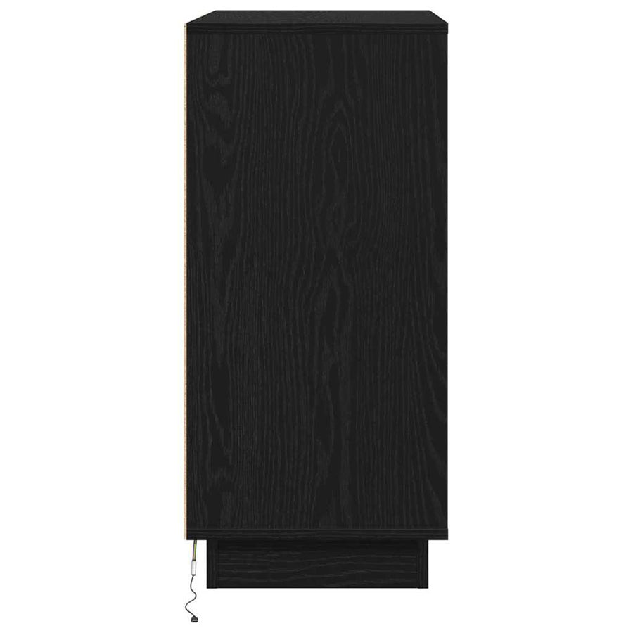 Dressoir met plank Zwart Eiken 71 x 34,5 x 75 cm Bewerkt hout