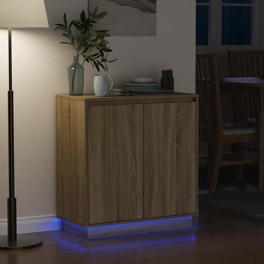 LED Sideboard Sonoma Eiken 71 x 34,5 x 75 cm Bewerkt hout