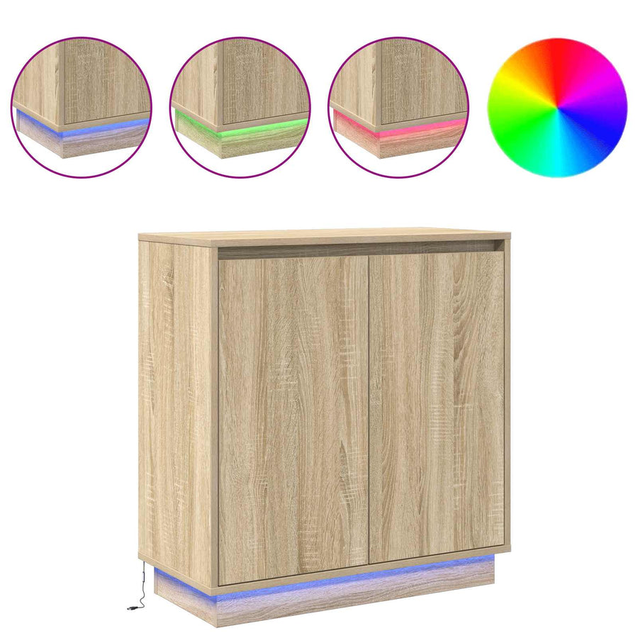 LED Sideboard Sonoma Eiken 71 x 34,5 x 75 cm Bewerkt hout