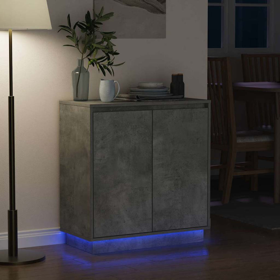 LED Sideboard Beton Grijs 71 x 34,5 x 75 cm Bewerkt hout