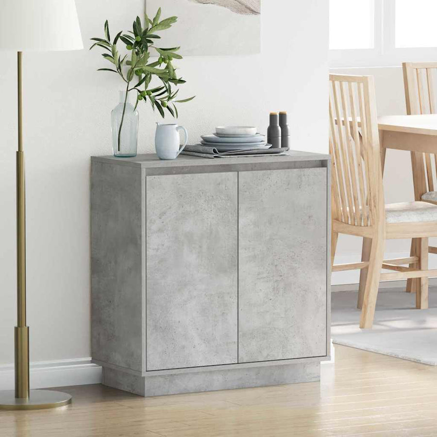 LED Sideboard Beton Grijs 71 x 34,5 x 75 cm Bewerkt hout
