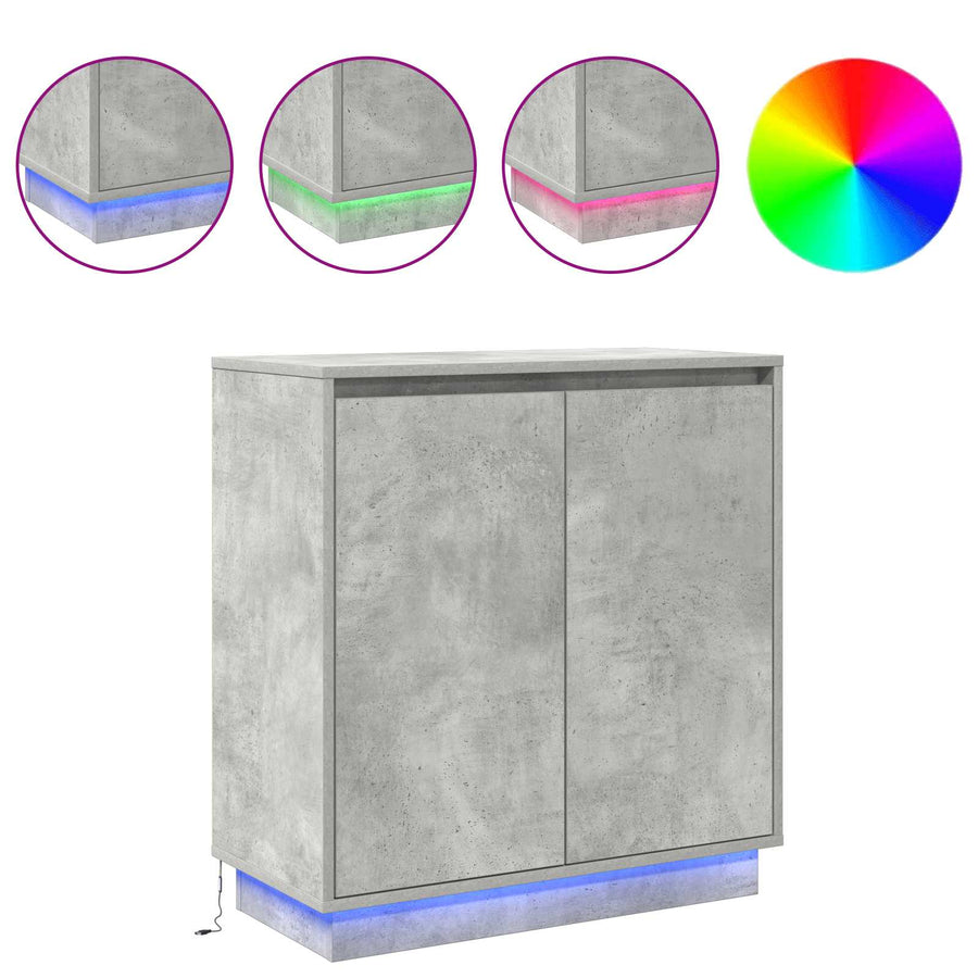 LED Sideboard Beton Grijs 71 x 34,5 x 75 cm Bewerkt hout
