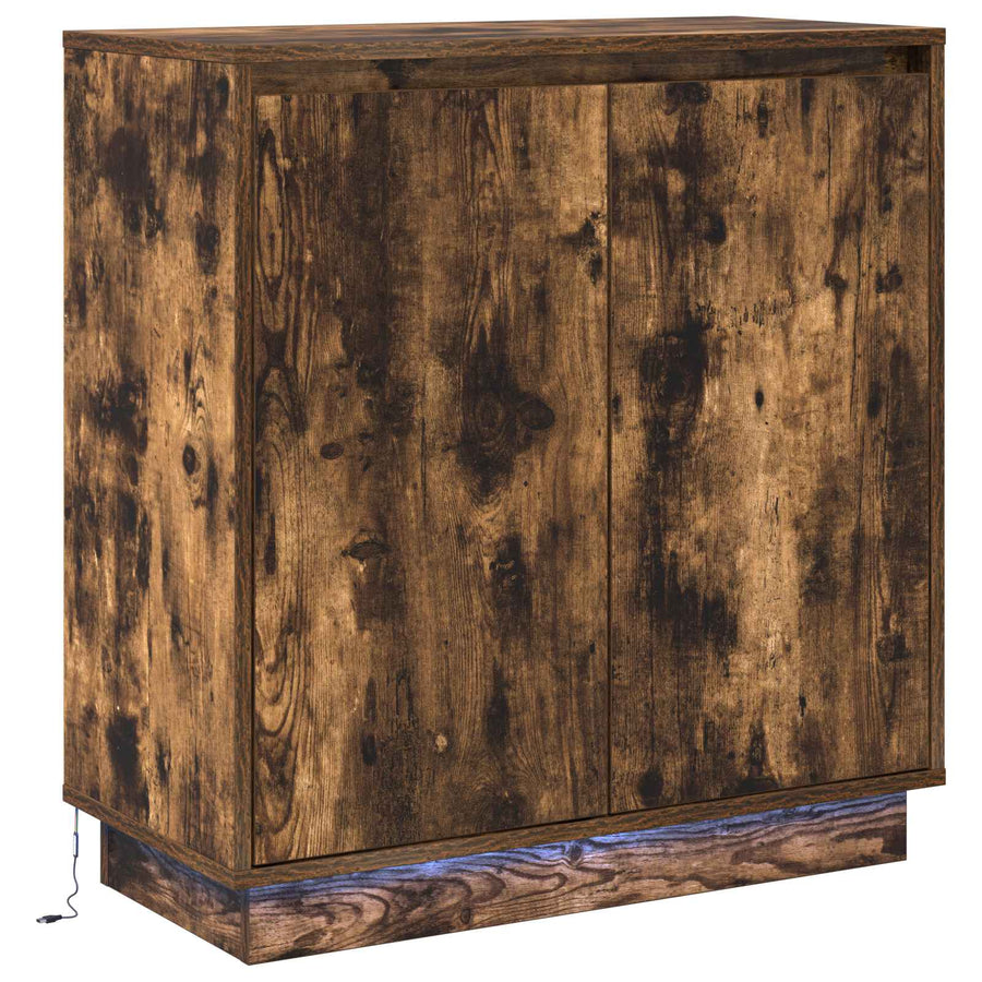 LED Sideboard Gerookt eiken 71 x 34,5 x 75 cm Bewerkt hout