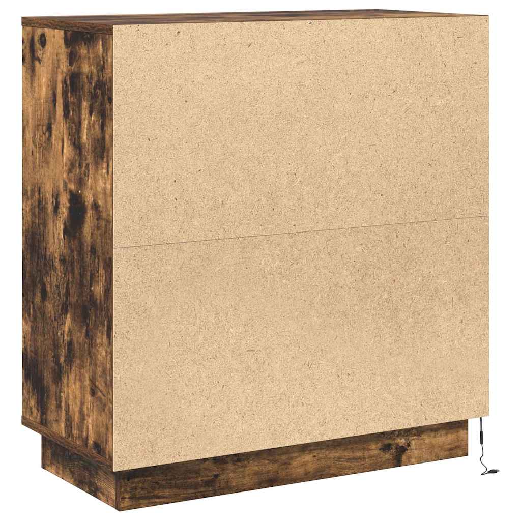 LED Sideboard Gerookt eiken 71 x 34,5 x 75 cm Bewerkt hout