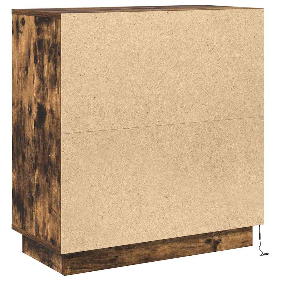 LED Sideboard Gerookt eiken 71 x 34,5 x 75 cm Bewerkt hout