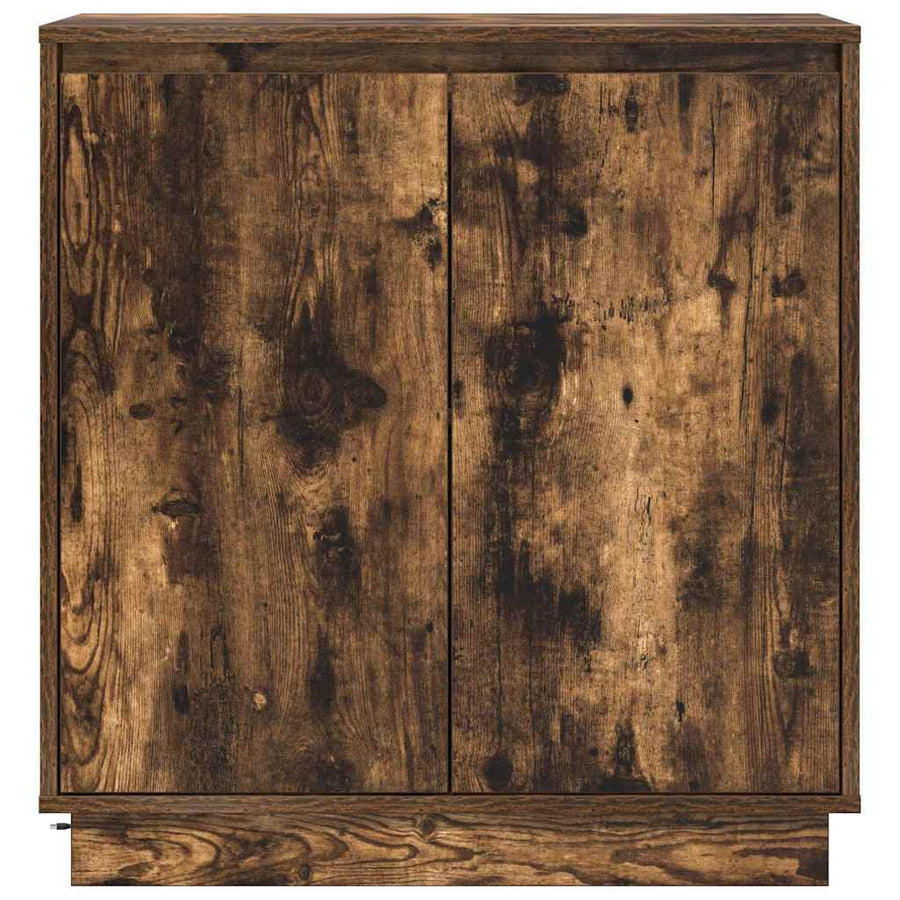 LED Sideboard Gerookt eiken 71 x 34,5 x 75 cm Bewerkt hout