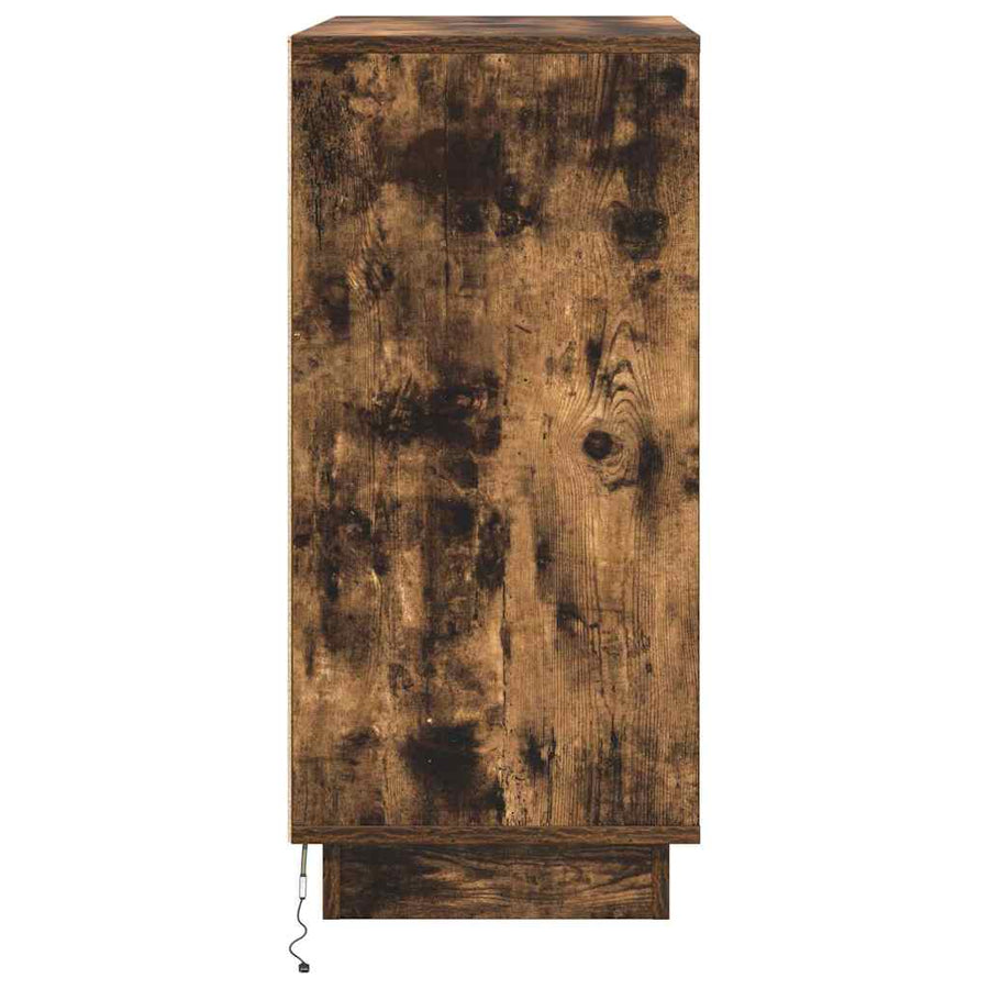 LED Sideboard Gerookt eiken 71 x 34,5 x 75 cm Bewerkt hout