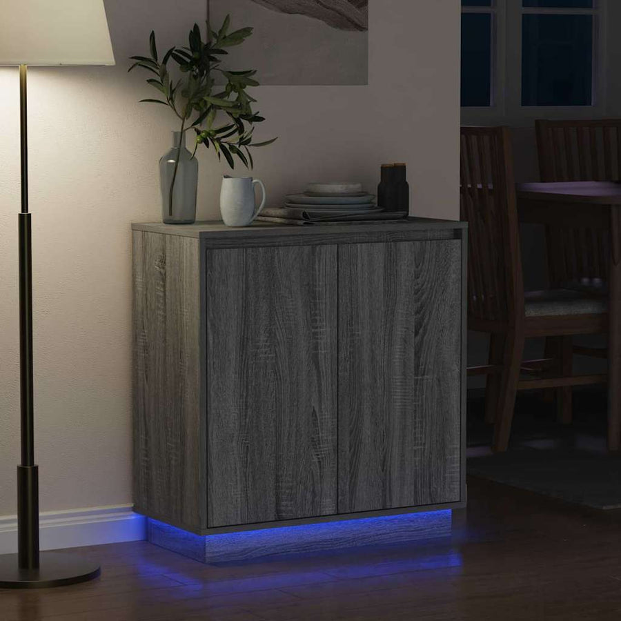 LED Sideboard Grijs Sonoma 71 x 34,5 x 75 cm Bewerkt hout