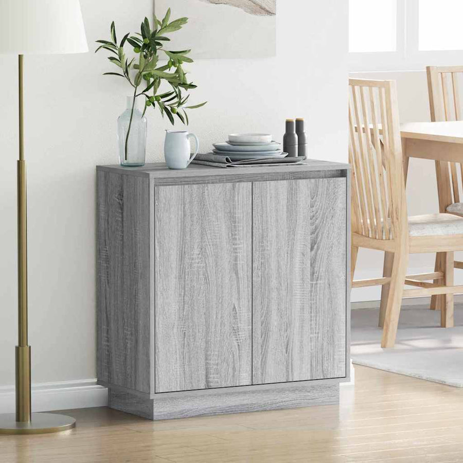 LED Sideboard Grijs Sonoma 71 x 34,5 x 75 cm Bewerkt hout