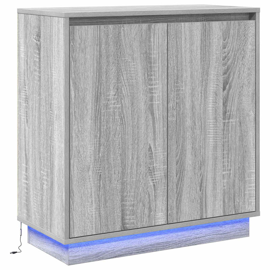 LED Sideboard Grijs Sonoma 71 x 34,5 x 75 cm Bewerkt hout