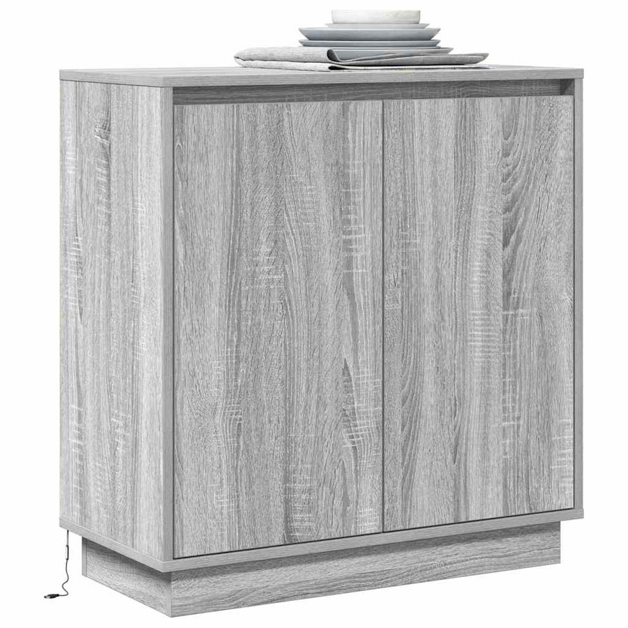 LED Sideboard Grijs Sonoma 71 x 34,5 x 75 cm Bewerkt hout