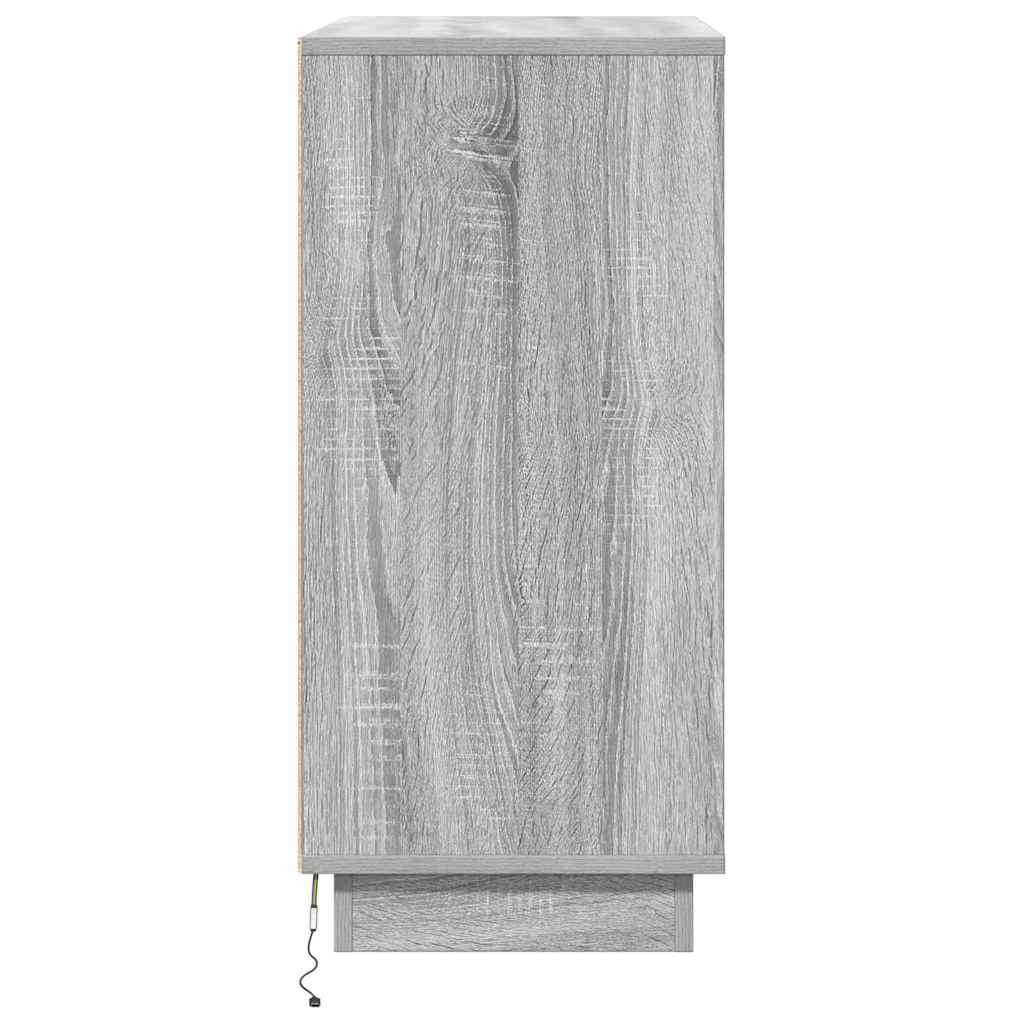 LED Sideboard Grijs Sonoma 71 x 34,5 x 75 cm Bewerkt hout
