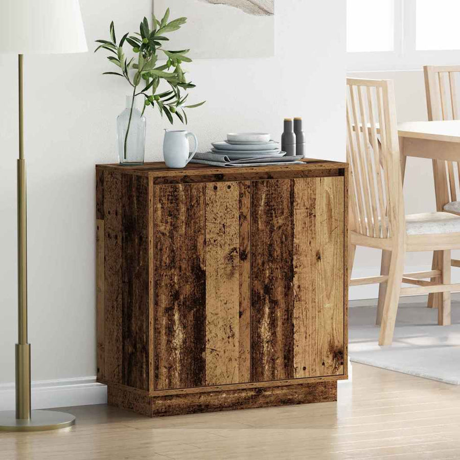 LED Sideboard met plank Oudhout 71 x 34,5 x 75 cm Bewerkt hout