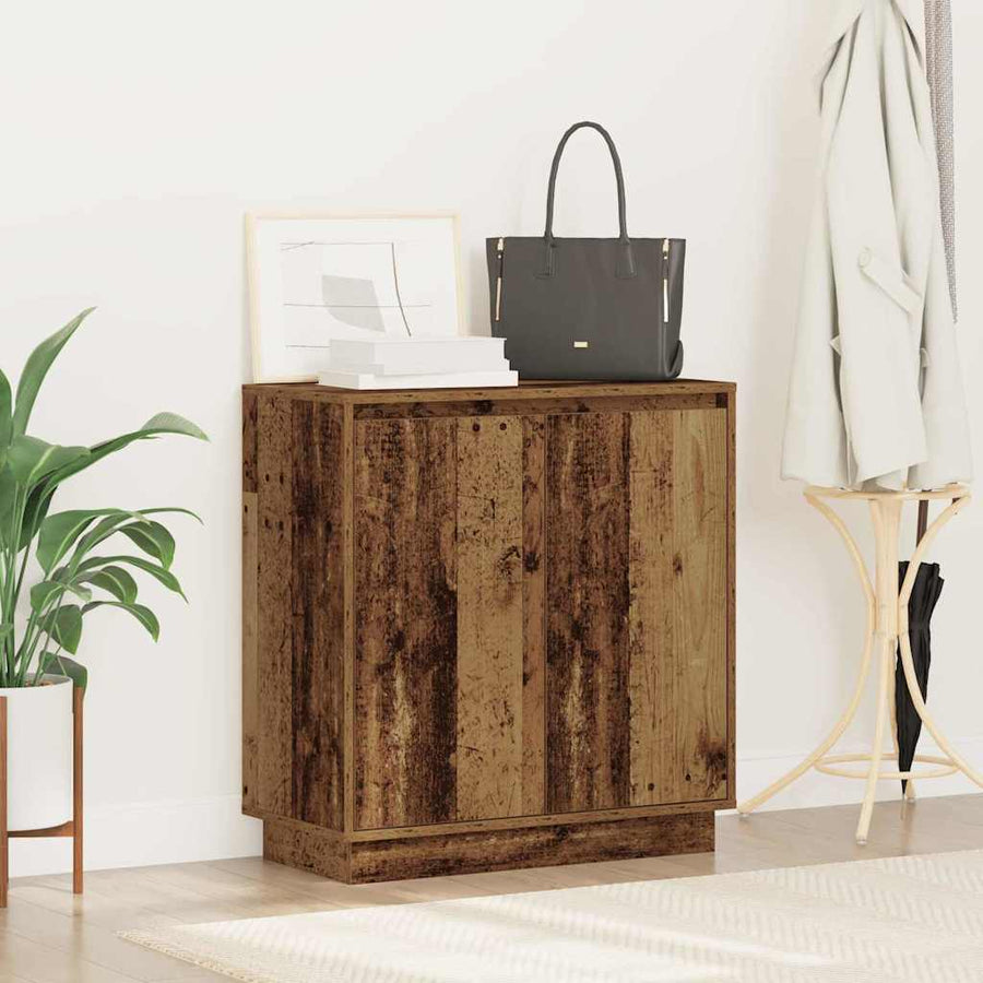 LED Sideboard met plank Oudhout 71 x 34,5 x 75 cm Bewerkt hout