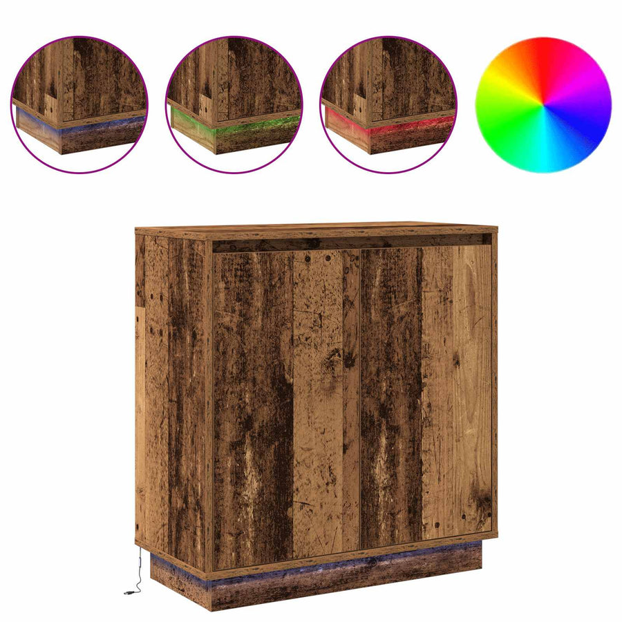 LED Sideboard met plank Oudhout 71 x 34,5 x 75 cm Bewerkt hout