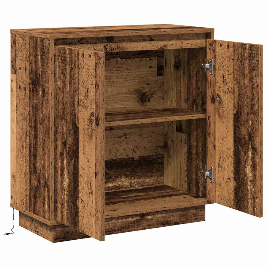 LED Sideboard met plank Oudhout 71 x 34,5 x 75 cm Bewerkt hout