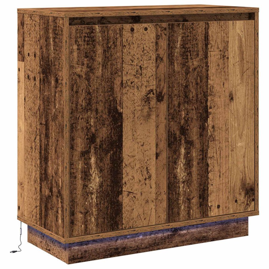 LED Sideboard met plank Oudhout 71 x 34,5 x 75 cm Bewerkt hout