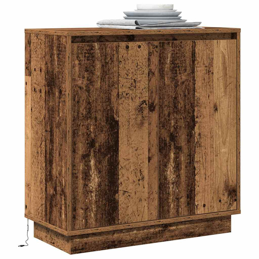 LED Sideboard met plank Oudhout 71 x 34,5 x 75 cm Bewerkt hout