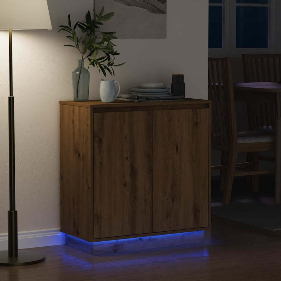 LED Sideboard Artisan Eiken 71 x 34,5 x 75 cm Bewerkt hout
